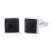 925 Sterling Silver Square Stud Earrings With Black Agate Be