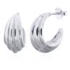 Chic Sterling Silver Wave Ripple Stud Earrings With Modern F