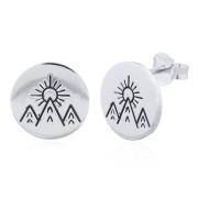Wholesale Elegant Sterling Silver Mountain And Sun Circle Stud Earring