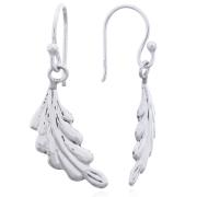 Wholesale Chic Sterling Silver Leaf Dangler Earrings With Fluid Design