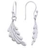 Chic Sterling Silver Leaf Dangler Earrings With Fluid Design