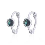 Wholesale Iridescent Abalone Inlay Sterling Silver Hinged Huggies