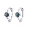 Iridescent Abalone Inlay Sterling Silver Hinged Huggies