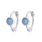 Wholesale Dazzling Sterling Silver Hinged Blue Opal Huggies