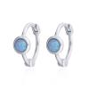 Dazzling Sterling Silver Hinged Blue Opal Huggies