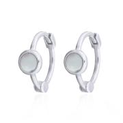 Wholesale Elegant Sterling Silver Mother Of Pearl Huggie Hoops