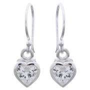 Wholesale Captivating Sterling Silver Open Heart Dangle Earrings