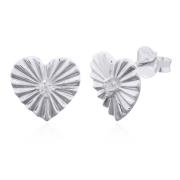 Wholesale Dazzling CZ Heart Sterling Silver Sunburst Studs