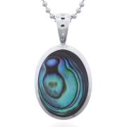 Wholesale Timeless Sterling Silver Oval Abalone Bezel Pendant