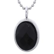 Wholesale Striking Oval Black Agate Pendant In Sterling Silver Bezel