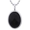 Striking Oval Black Agate Pendant In Sterling Silver Bezel