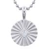 Elegant Circle Sterling Silver Pendant With CZ Sunburst Acce