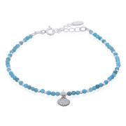 Wholesale Captivating Blue Apatite Shell 925 Silver Bracelet