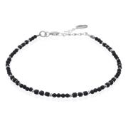 Wholesale 925 Silver Black Agate Bracelet Adorned With Tube And Round 