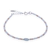 Wholesale Rhodonite, Rainbow Moonstone, And Aquamarine Oval Charm Brac