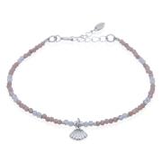 Wholesale Rhodonite And Rainbow Moonstone Sterling Silver Shell Charm 
