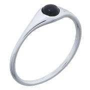 Wholesale Elegant Black Agate Circle Band Ring In Sterling Silver