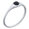 Elegant Black Agate Circle Band Ring In Sterling Silver