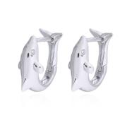 Wholesale Elegant Dolphin Shaped Silver Hoop Earrings With Hinged 