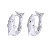 Elegant Dolphin Shaped Silver Hoop Earrings With Hinged 