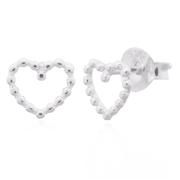 Wholesale Beaded Heart Sterling Silver Stud Earrings
