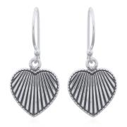 Wholesale Vertical Heart Engraved 925 Silver Dangle Earrings