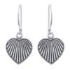 Vertical Heart Engraved 925 Silver Dangle Earrings