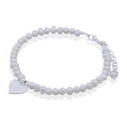 Wholesale Silver Heart Disc On Pearls Beads Bracelets
