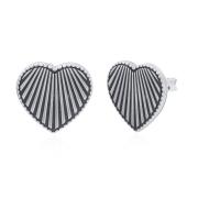 Wholesale Vertical Heart Engraved 925 Silver Stud Earrings