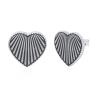 Vertical Heart Engraved 925 Silver Stud Earrings