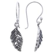 Wholesale Rustic Oxidized Leaf Dangle Earrings Sterling