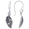 Rustic Oxidized Leaf Dangle Earrings Sterling