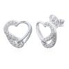 Dazzling Half CZ Open Heart Silver Studs