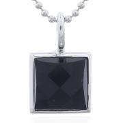Wholesale Elegant 925 Silver Black Agate Square Bezel Pendant