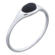 Wholesale Sophisticated Oval Black Agate Inlay Silver Band Ring