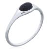 Sophisticated Oval Black Agate Inlay Silver Band Ring