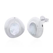 Wholesale Radiant Irregular MOP Triangle Sterling Silver Studs