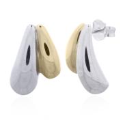 Wholesale Exquisite Double Drop Rhodium Gold Plated Silver Curved Stud