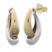 Wholesale Sleek Silver Curvy Teardrop Duo Rhodium Gold Plated Stud Ear