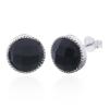 Stunning Black Agate Circle Bezel 925 Silver Stud Earrings