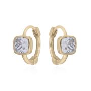 Wholesale Delicate Gold Plated Square-Cut CZ Sterling Silver Hoops
