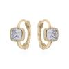 Delicate Gold Plated Square-Cut CZ Sterling Silver Hoops