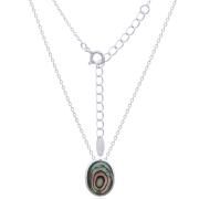 Wholesale Abalone Oval Charm With 925 Silver Cable Chain Necklace