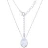 Stunning MOP Oval Charm With 925 Silver Cable Chain Necklace