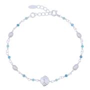 Wholesale Serene Apatite Pearl Amazonite Silver Seashell Bracelet