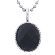 Wholesale Elegant Oval Black Agate 925 Silver Bezel Pendant