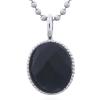 Elegant Oval Black Agate 925 Silver Bezel Pendant