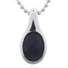 Tear Drop Pendant With Oval Black Agate Inlay 925 Silver