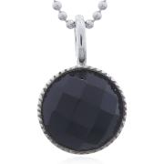Wholesale Circular 925 Silver Black Agate Pendant With Serrate Bezel