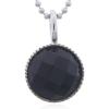 Circular 925 Silver Black Agate Pendant With Serrate Bezel